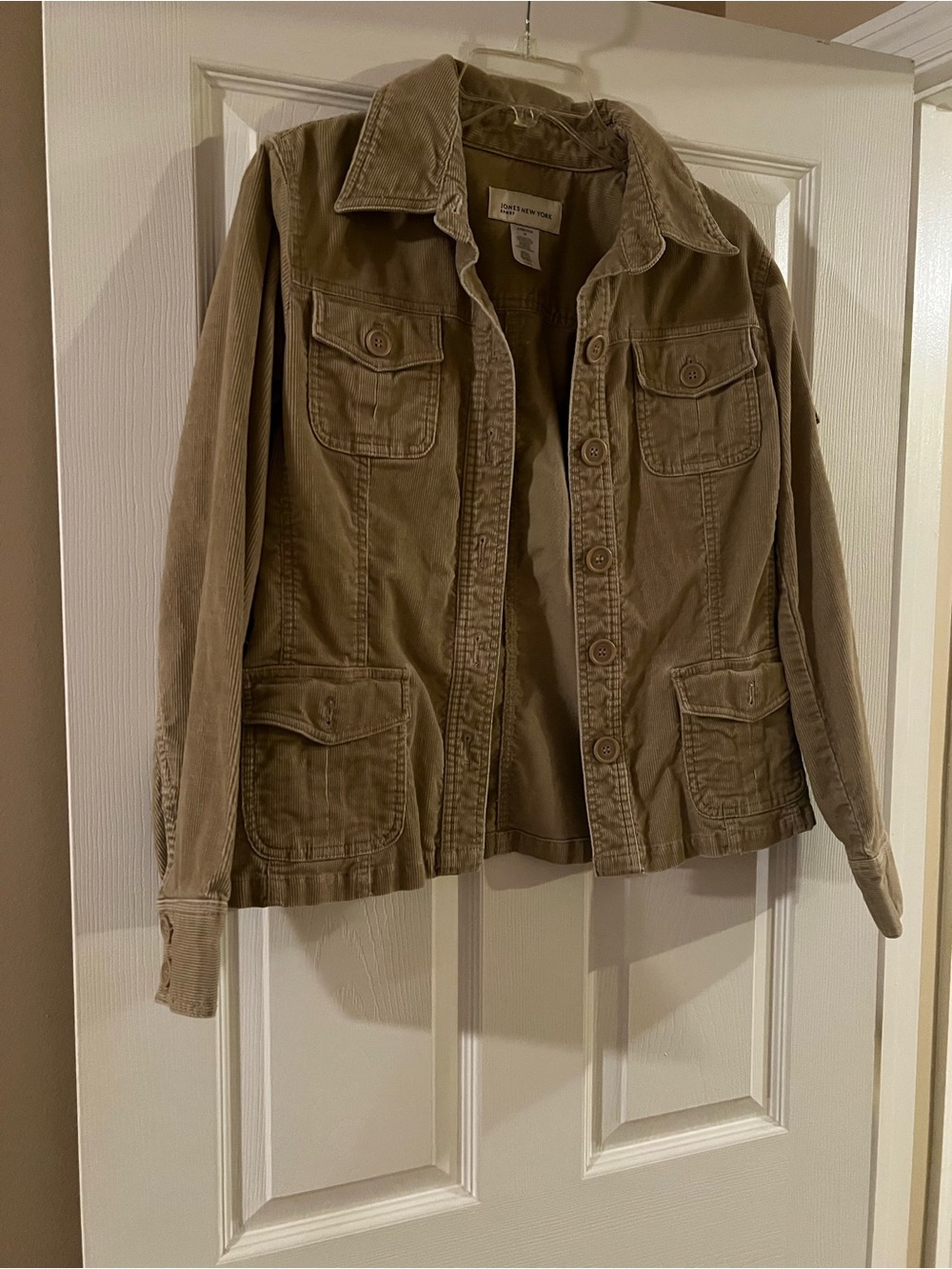 Jones New York Olive Utility Jacket with Patch Pockets